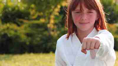 A girl with ADHD practices martial arts such as karate