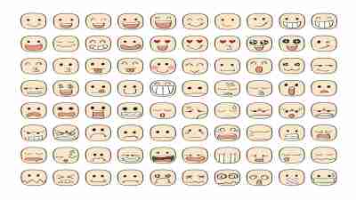 Collection set of 80 face ADHD emotions