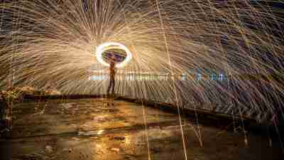 Whirling sparklers of light