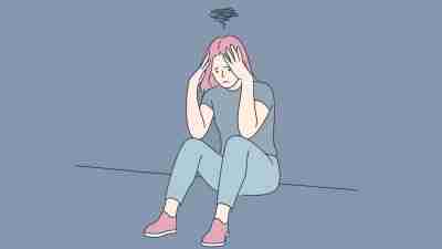 anxiety in teens - illustration of teen girl sitting stressed