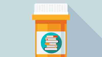 Cartoon pill bottle of ADHD medication for a teen